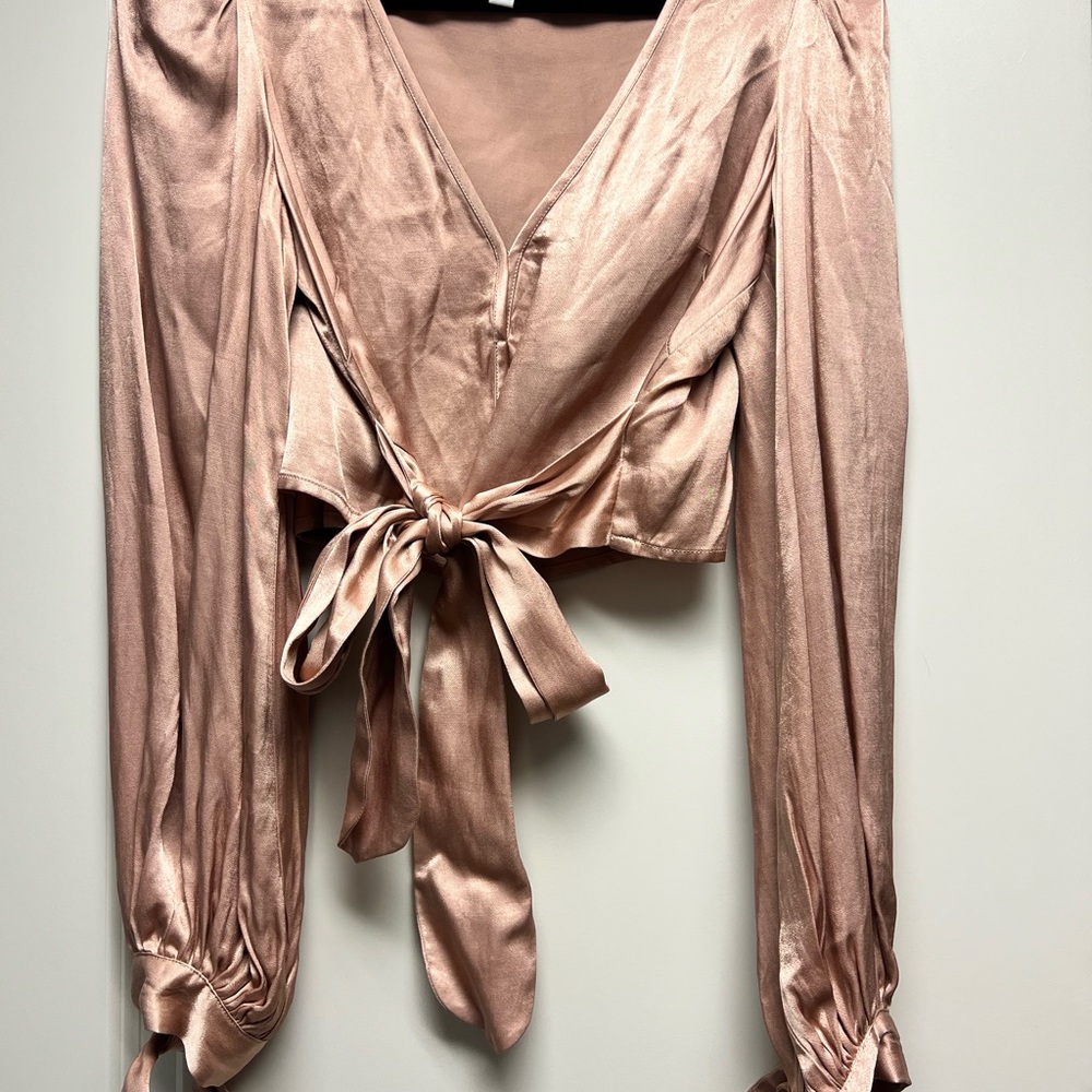 Alice McCall Pink Puff Sleeve Crop Top